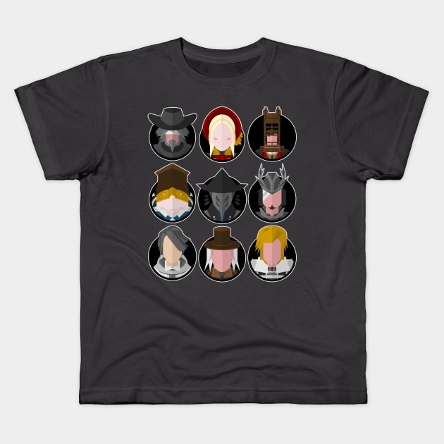 Faces of Bloodborne Kids T-Shirt by DigitalCleo